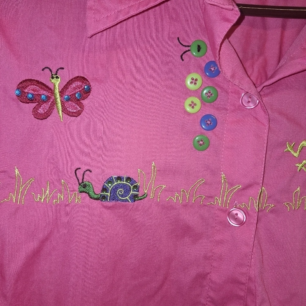 Breckenridge Pink Embroidered Button Up Shirt Extra Large - Picture 3 of 6